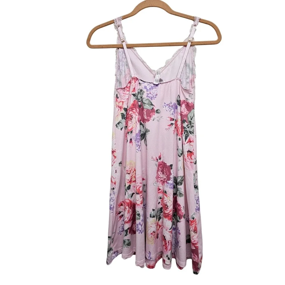 Flora Nikrooz Nightgown Womens Small Pink Floral Lace Trim Romantic Sleepwear‎